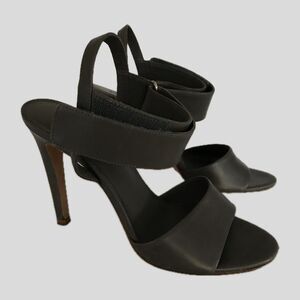 Vince Gray Leather Open Toe Strappy Stiletto High Heels Womens Shoes 7M